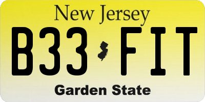 NJ license plate B33FIT