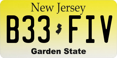 NJ license plate B33FIV
