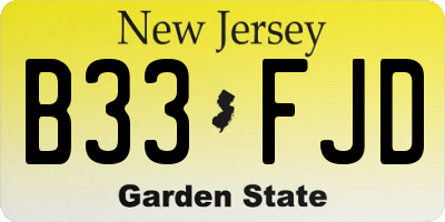 NJ license plate B33FJD