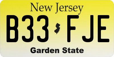 NJ license plate B33FJE