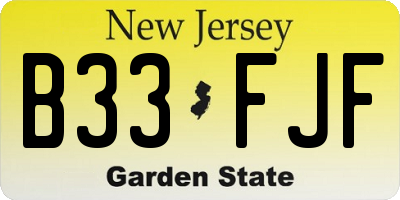 NJ license plate B33FJF