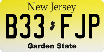 NJ license plate B33FJP