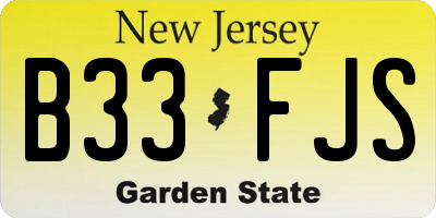 NJ license plate B33FJS