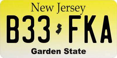NJ license plate B33FKA