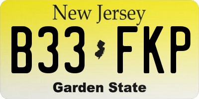 NJ license plate B33FKP