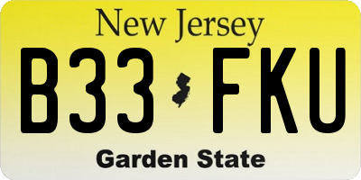 NJ license plate B33FKU