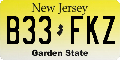 NJ license plate B33FKZ