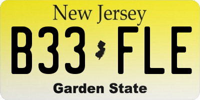 NJ license plate B33FLE