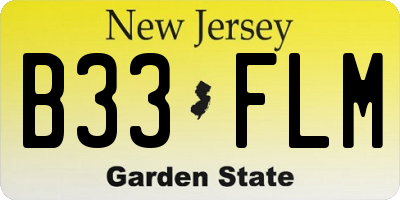 NJ license plate B33FLM