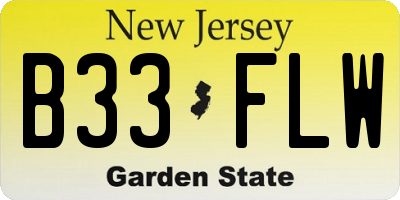 NJ license plate B33FLW