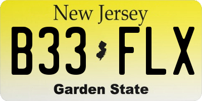 NJ license plate B33FLX