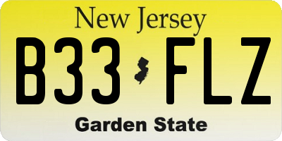 NJ license plate B33FLZ