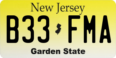 NJ license plate B33FMA