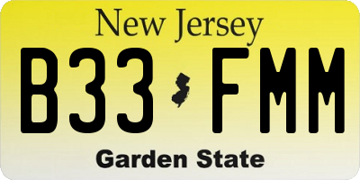 NJ license plate B33FMM