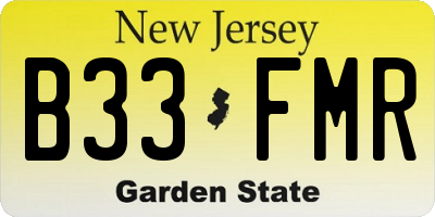 NJ license plate B33FMR