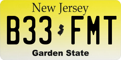 NJ license plate B33FMT
