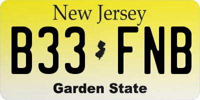 NJ license plate B33FNB
