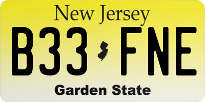 NJ license plate B33FNE