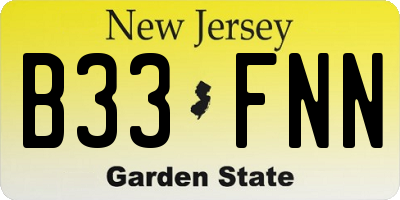 NJ license plate B33FNN