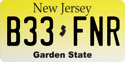 NJ license plate B33FNR