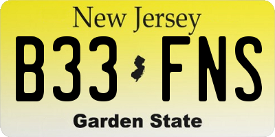 NJ license plate B33FNS