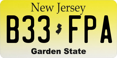 NJ license plate B33FPA