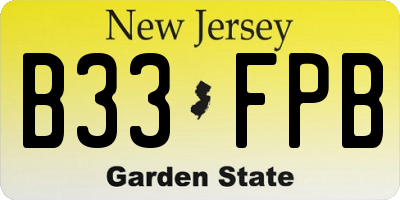 NJ license plate B33FPB