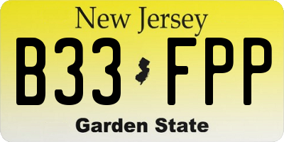NJ license plate B33FPP