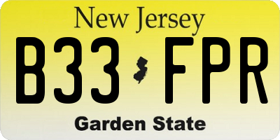 NJ license plate B33FPR