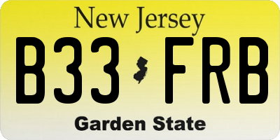 NJ license plate B33FRB