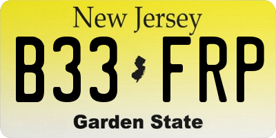NJ license plate B33FRP