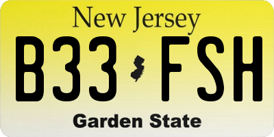 NJ license plate B33FSH