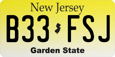 NJ license plate B33FSJ