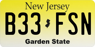 NJ license plate B33FSN