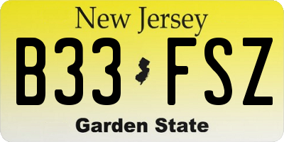 NJ license plate B33FSZ