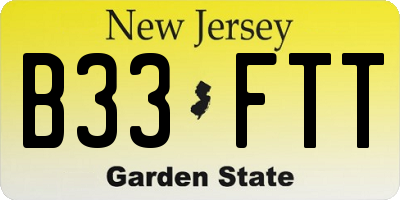 NJ license plate B33FTT