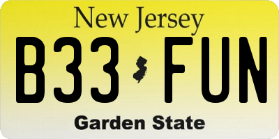 NJ license plate B33FUN