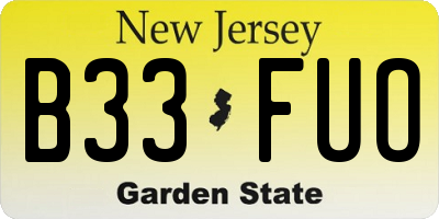 NJ license plate B33FUO