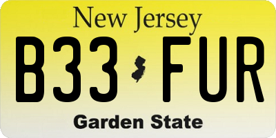 NJ license plate B33FUR