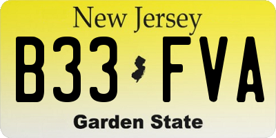 NJ license plate B33FVA