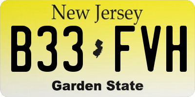 NJ license plate B33FVH
