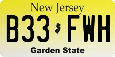 NJ license plate B33FWH