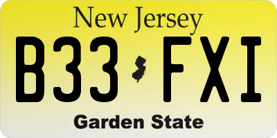 NJ license plate B33FXI