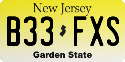 NJ license plate B33FXS