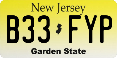 NJ license plate B33FYP