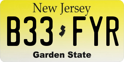 NJ license plate B33FYR
