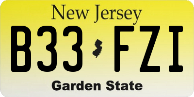 NJ license plate B33FZI