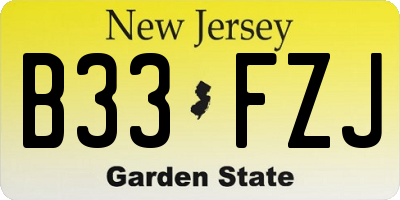 NJ license plate B33FZJ