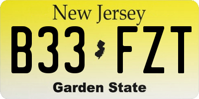 NJ license plate B33FZT