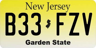 NJ license plate B33FZV